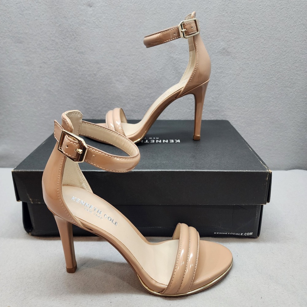 Kenneth Cole Brooke Sandal Nude Patent Ankle Strap Stiletto Womens 5.5